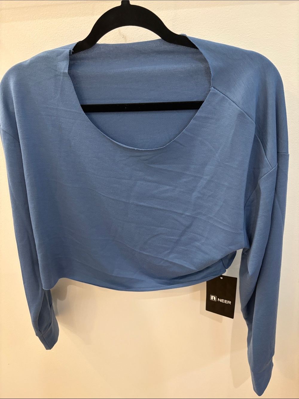Blue Crop Long-Sleeve Women's Top